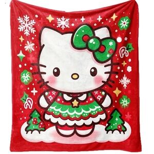 New Fleece Hello Kitty Christmas Throw Blanket